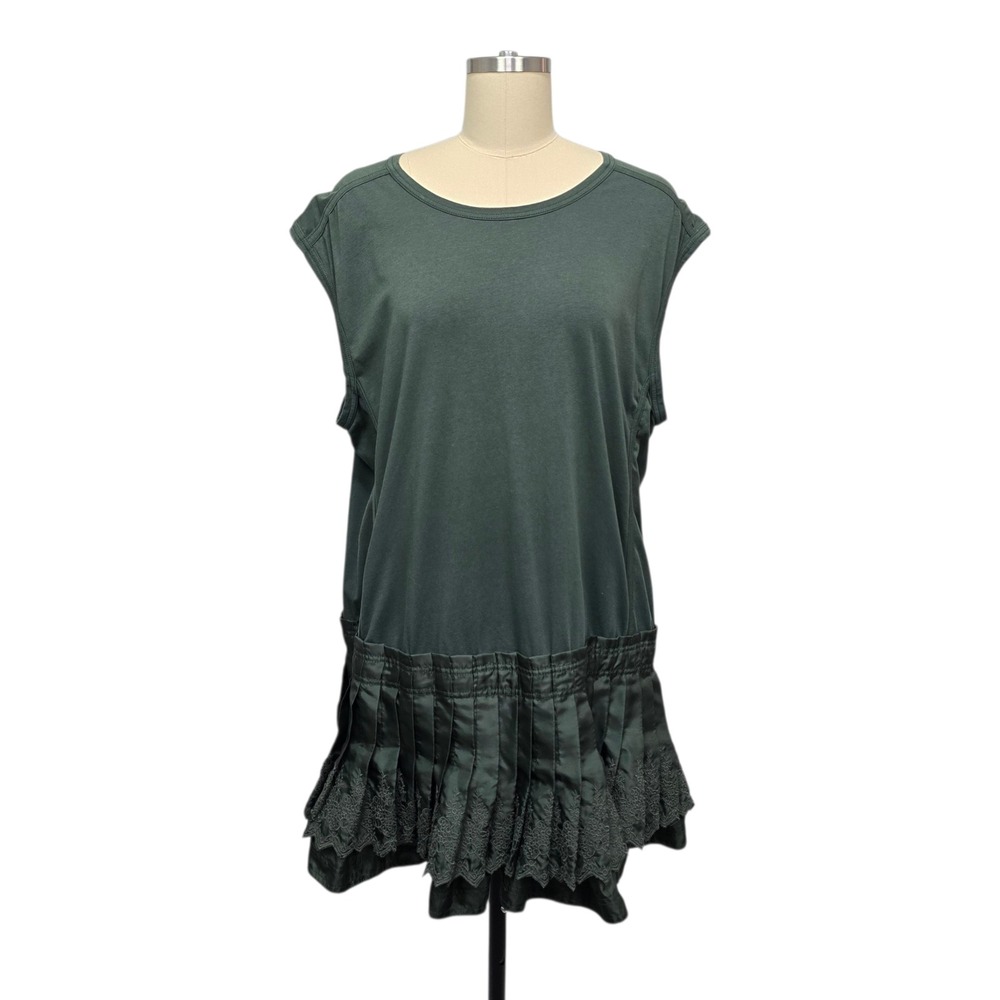 Daily Practice Dark Green‎ Pleated Lace Trim Tunic Top Shirt Womens Size XL